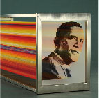 Is It the Real Change, silk-screen, stainless steel, thread, 61×183×46cm, 2008